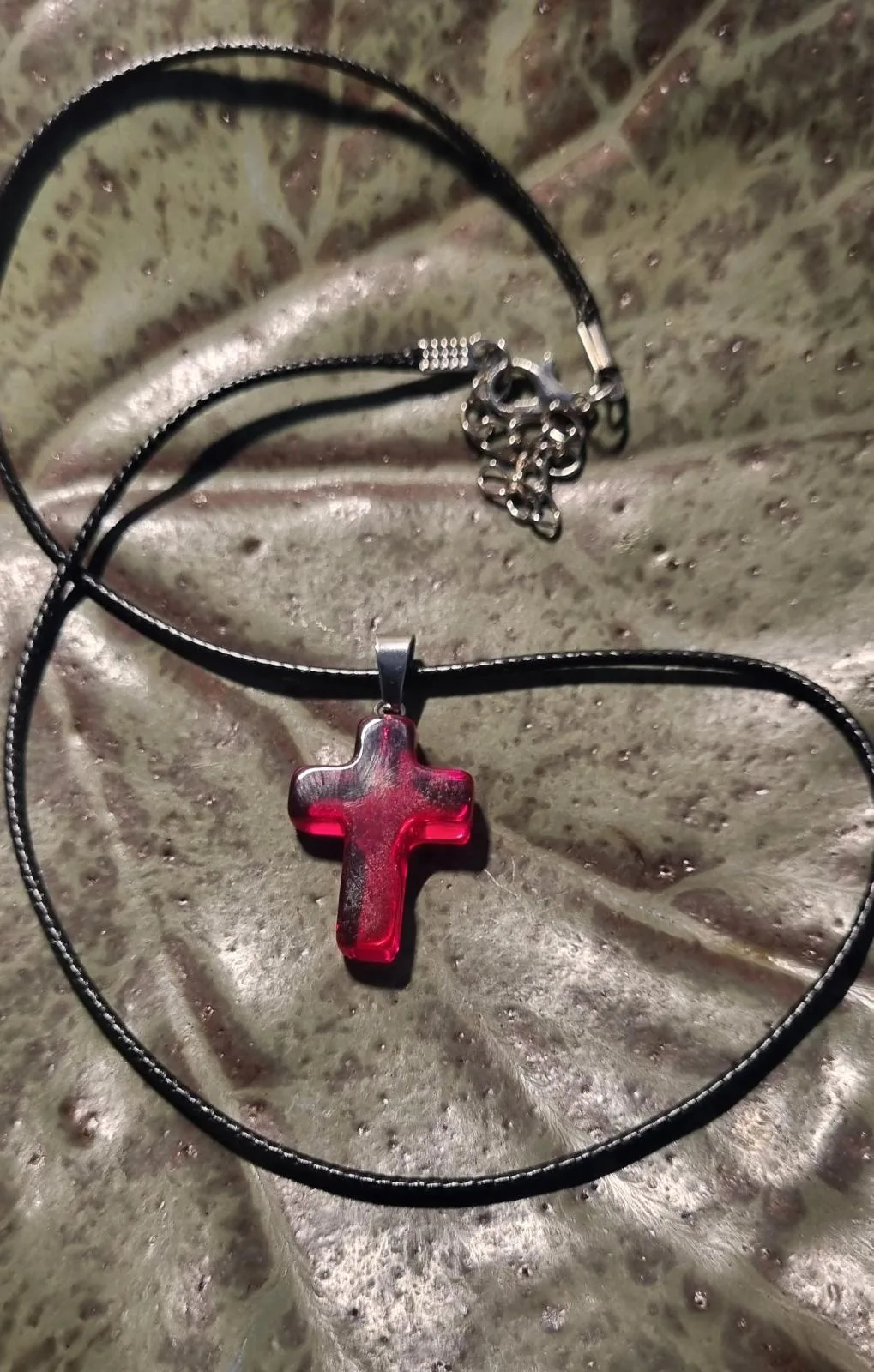 Red Cross on black necklace — photo 4