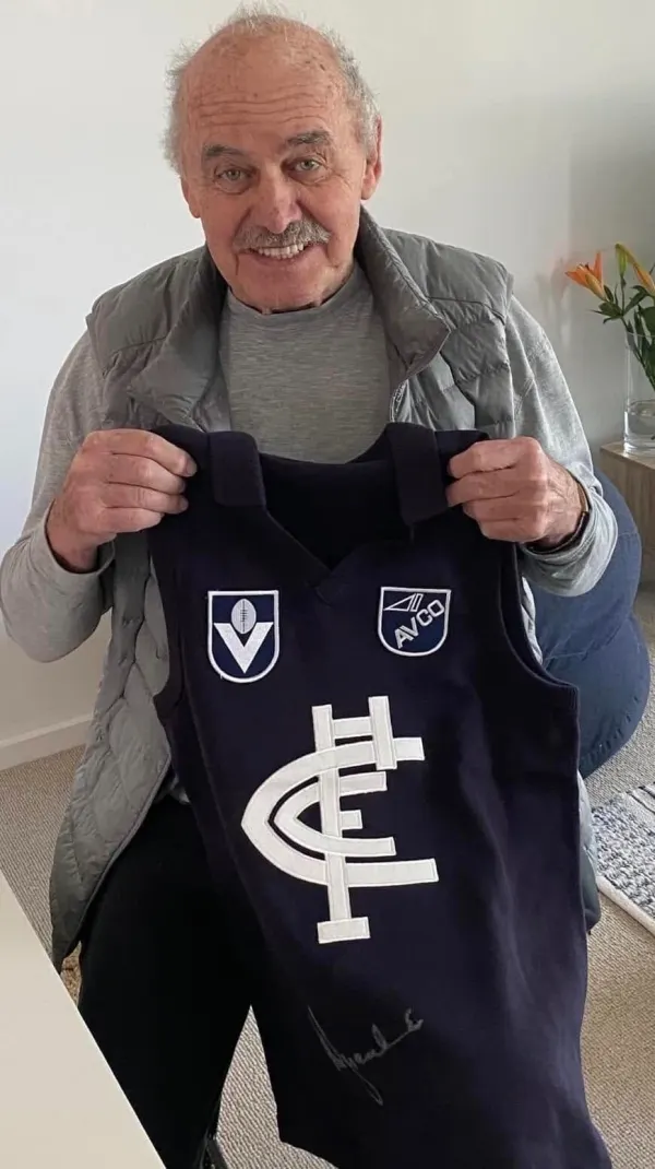 Personally Signed Carlton Retro 1979 Woollen Premiership Jumper Alex Jesaulenko