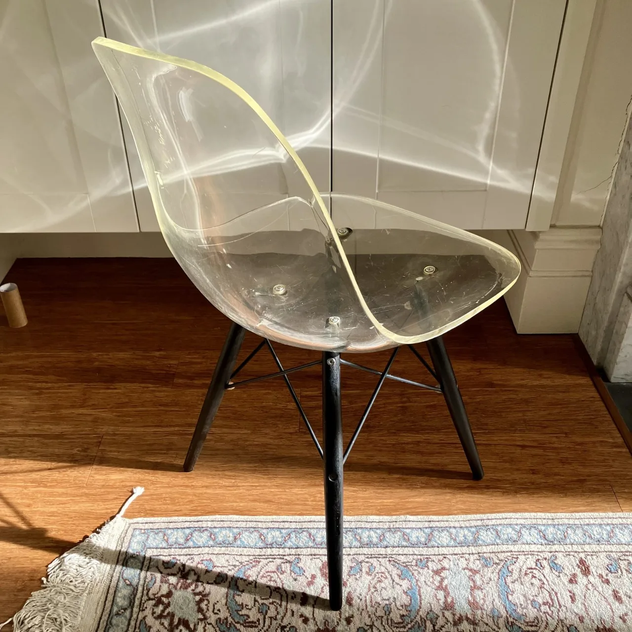 One Replica Eames-style DSW Eiffel Chair Transparent Polycarbonate & Cushion — photo 2