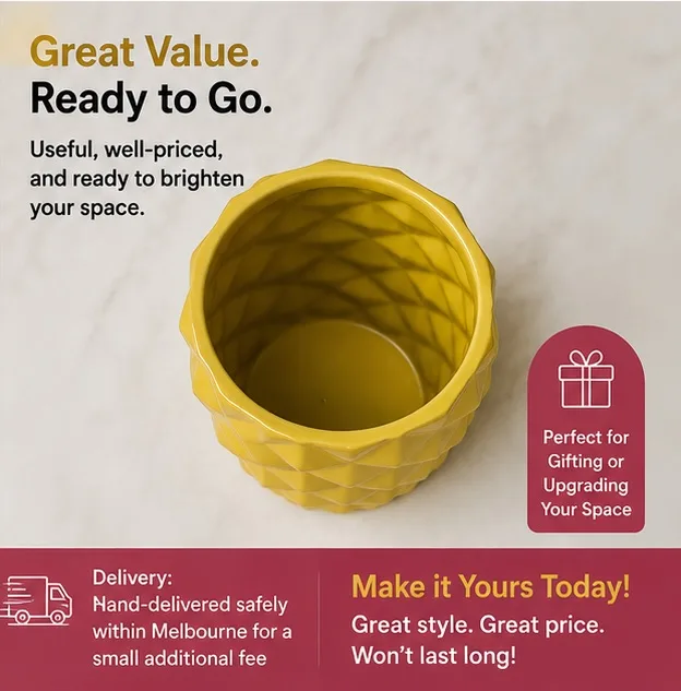 Golden Ceramic Diamond Pineapple-shaped Planter Pot — photo 5