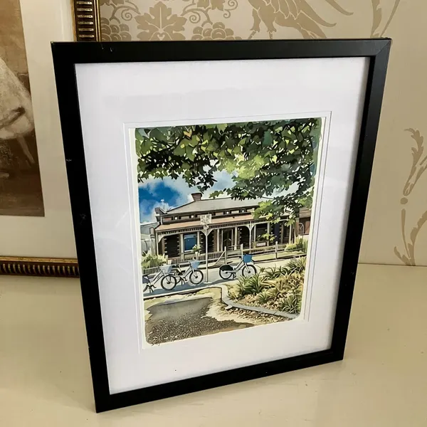 A4 Watercolour Print Heritage Victorian Double-fronted Brick Terrace