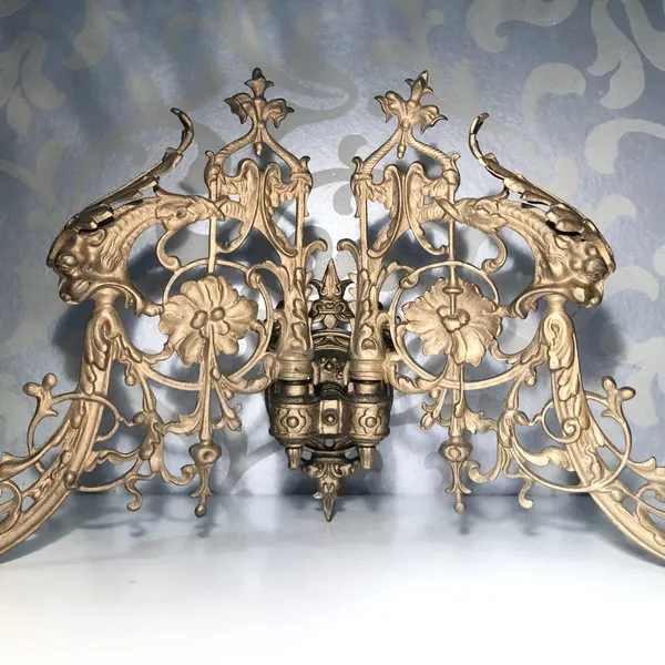 Vintage Double Arm Neoclassical Bronze Candle Sconces
