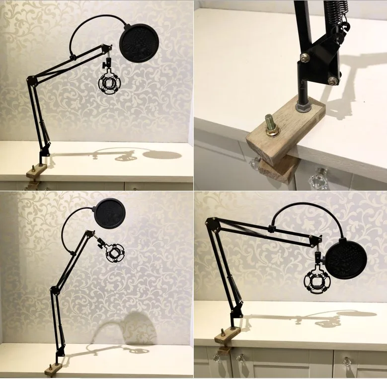 Adjustable Microphone Suspension Boom Arm Stand + Pop Filter — photo 2