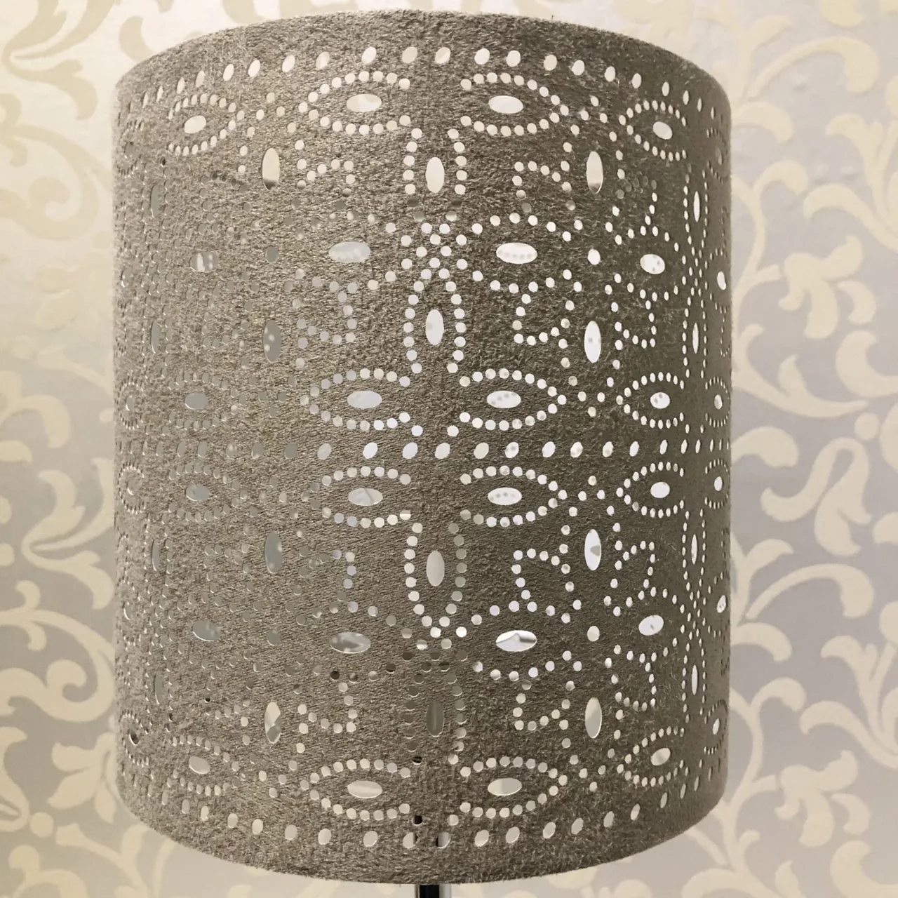 Polished Chrome Slender Table Lamp with a Pierced Shade — photo 4