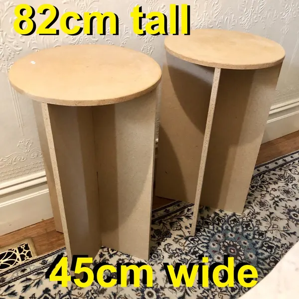 Pair of Clean Solid Tall Round Timber Side Tables