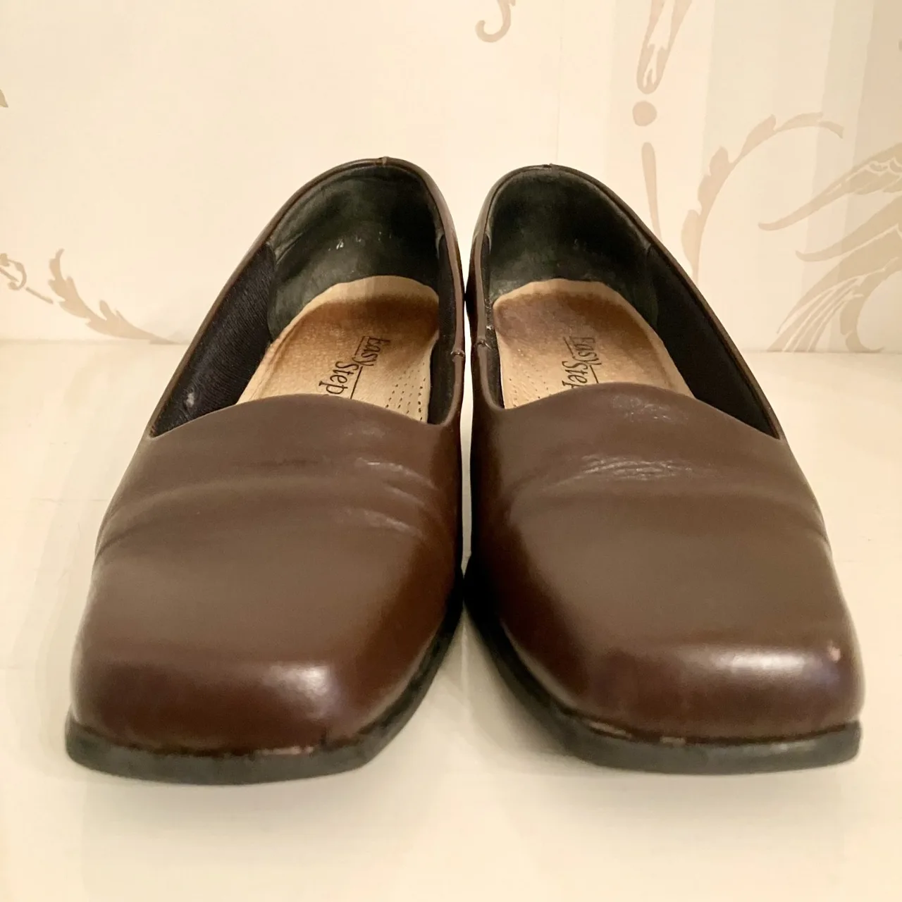 Easy Steps Brown Leather Square-toe Block Heel Pump Ladies Shoes — photo 5