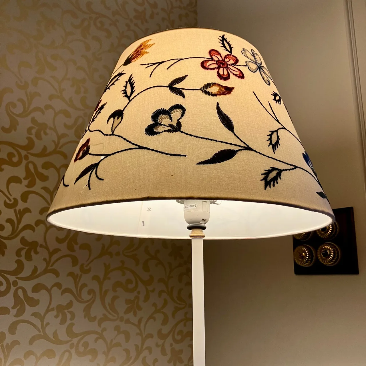 1990s Vintage Ikea ALVINE Parla Linen Floral Cone Shade Floor Lamp — photo 7