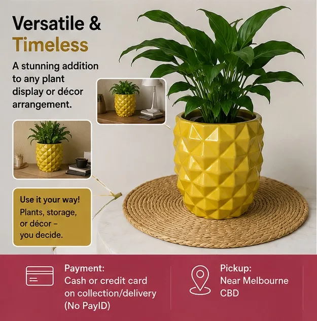 Golden Ceramic Diamond Pineapple-shaped Planter Pot — photo 4