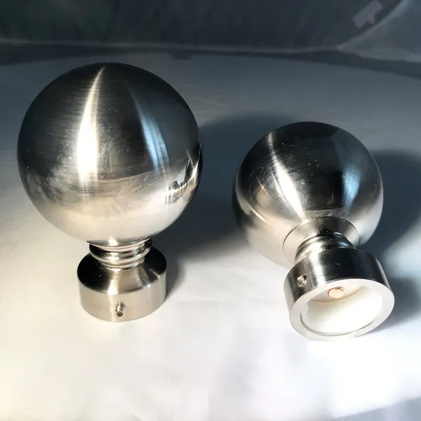 Pair of unused Brushed Chrome Easy Fit Curtain Rod Finials