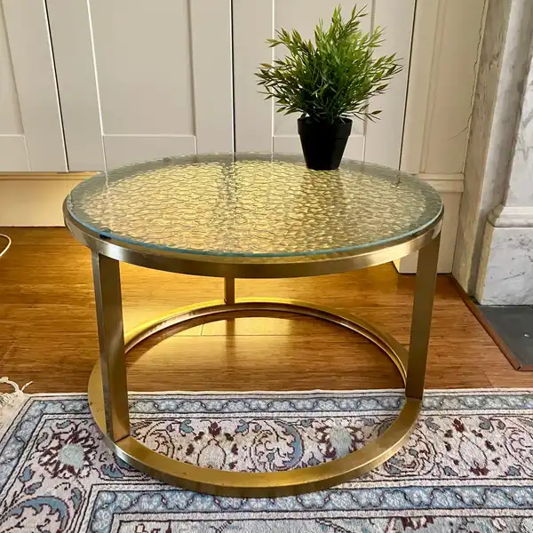 60cm Gold Glass Coffee Table | Chloe Rippled Glass
