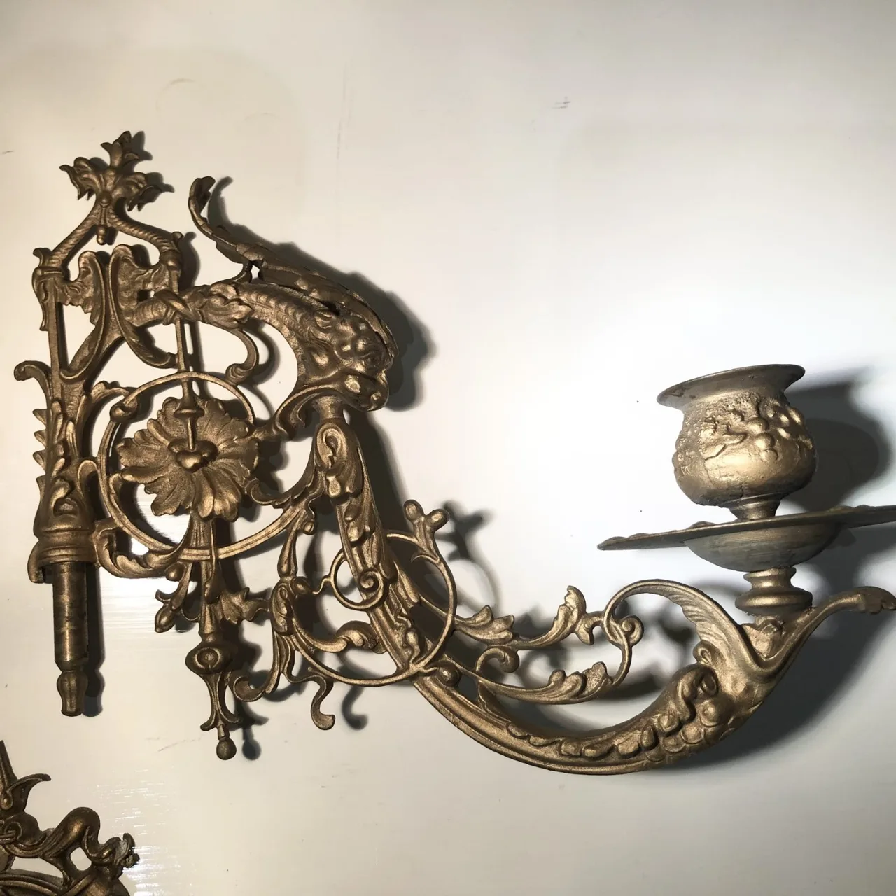 Vintage Double Arm Neoclassical Bronze Candle Sconces — photo 6