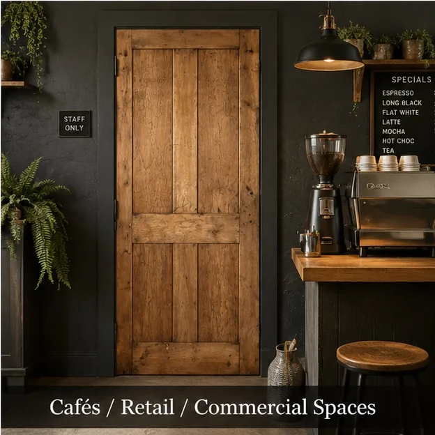 Original 1872 Solid Baltic Pine Door, Hinges and Deadbolt — photo 3