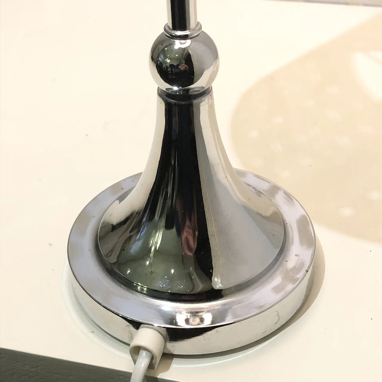 Polished Chrome Slender Table Lamp with a Pierced Shade — photo 3