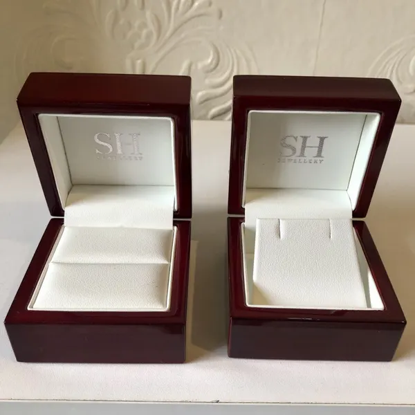 PAIR of Stylish Rosewood Ring Boxes – Elegant, Functional Keepsake Box