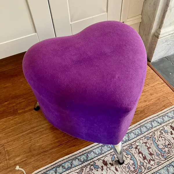 LOVE AT FIRST SIT! Royal Purple Velvet Heart Ottoman