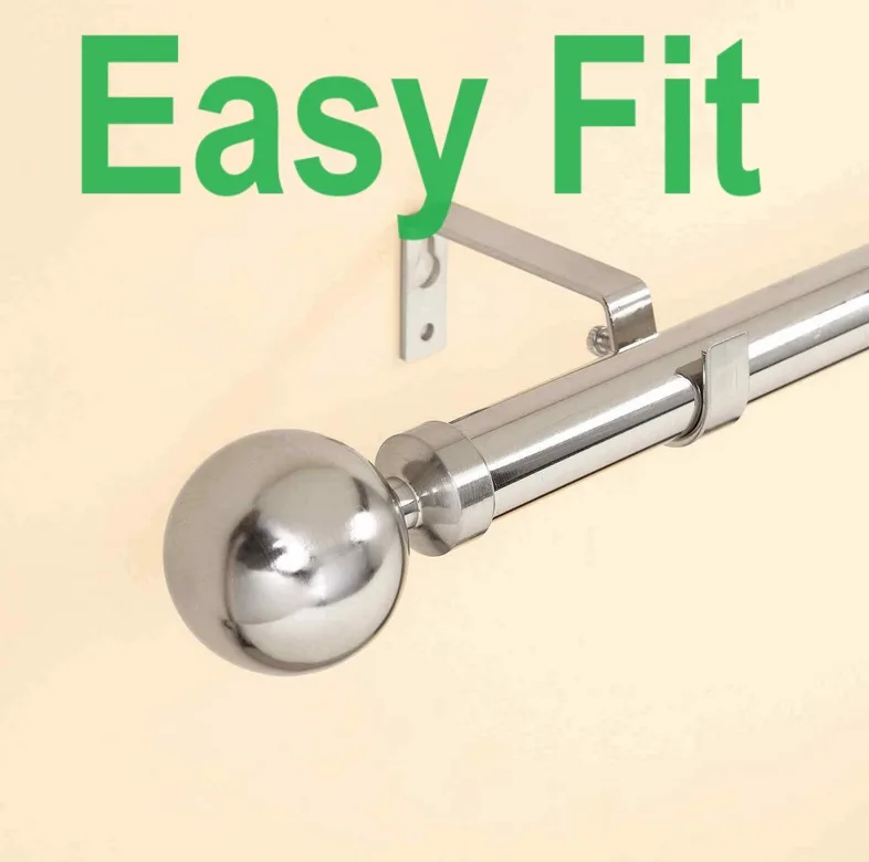 Pair of unused Brushed Chrome Easy Fit Curtain Rod Finials — photo 3