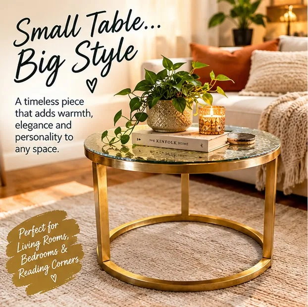 60cm Gold Glass Coffee Table | Chloe Rippled Glass – photo 2