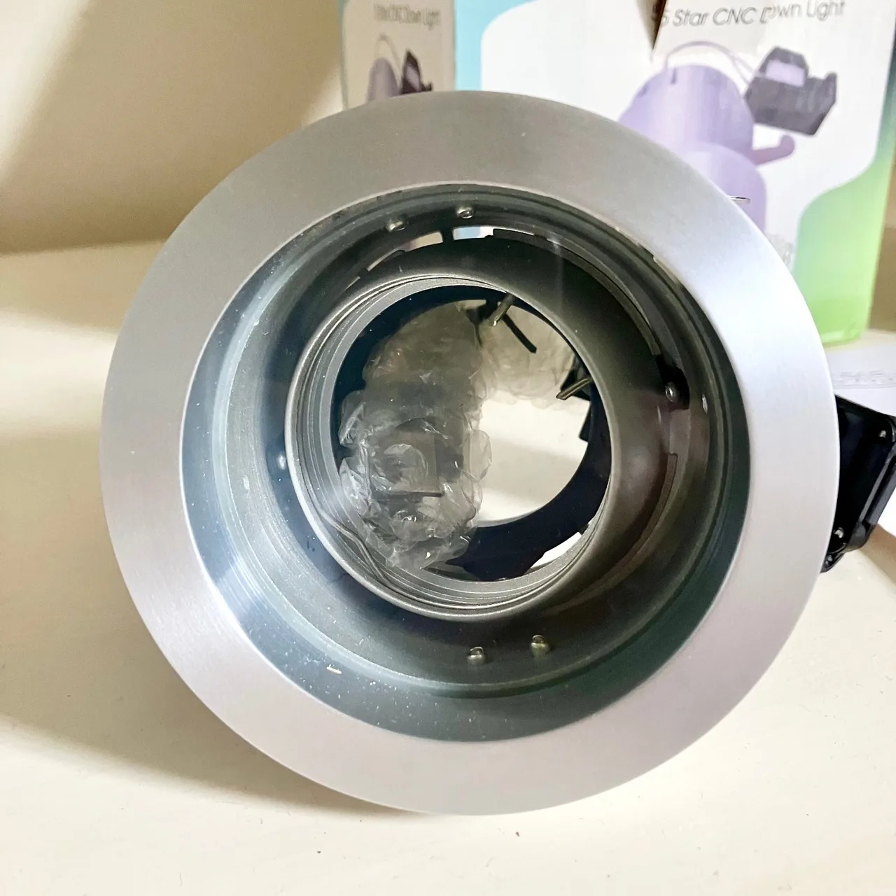 Pair UNSUED Aluminium Lucci Envirolux Tilt 5 Star CNC Down Lights — photo 4