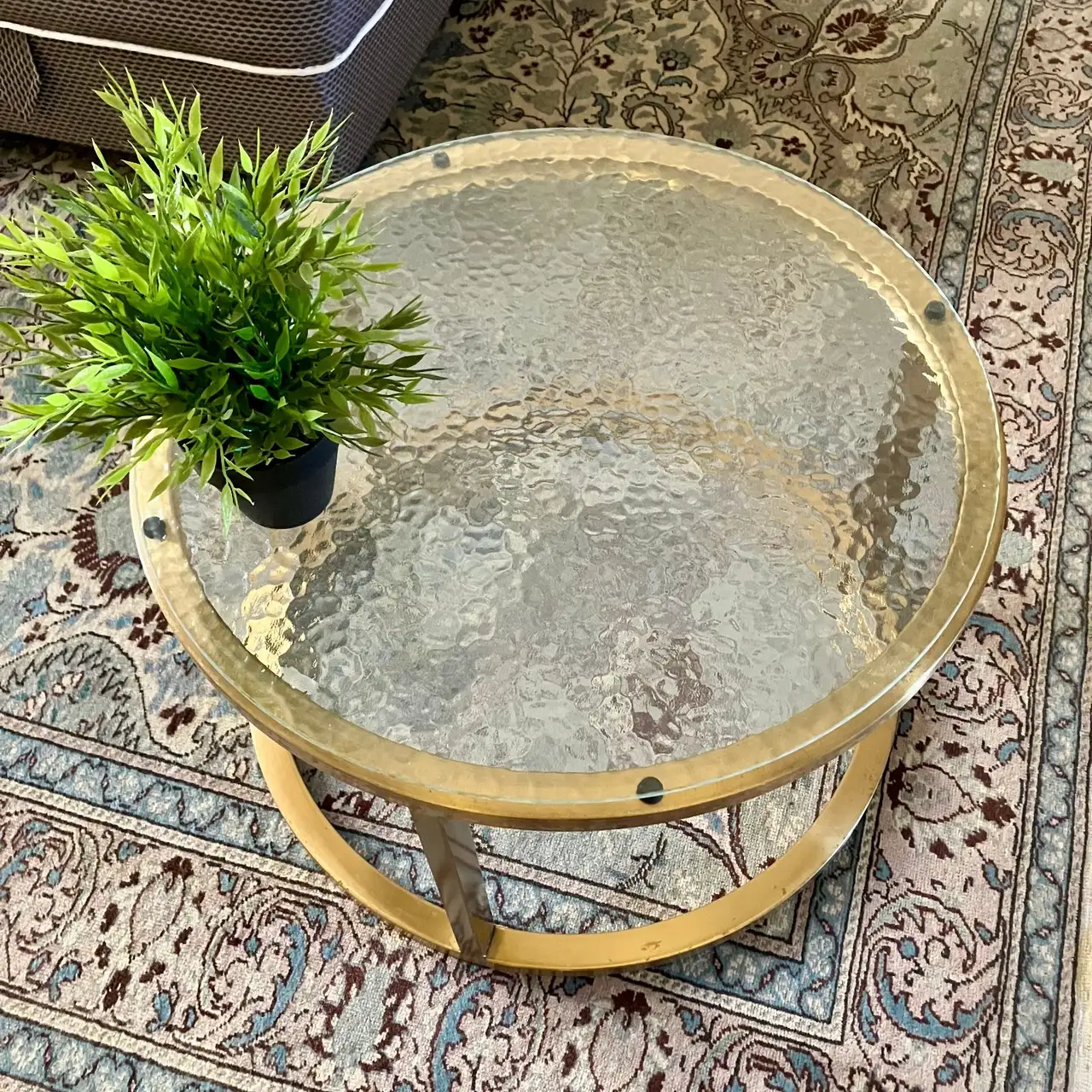 60cm Gold Glass Coffee Table | Chloe Rippled Glass – photo 5