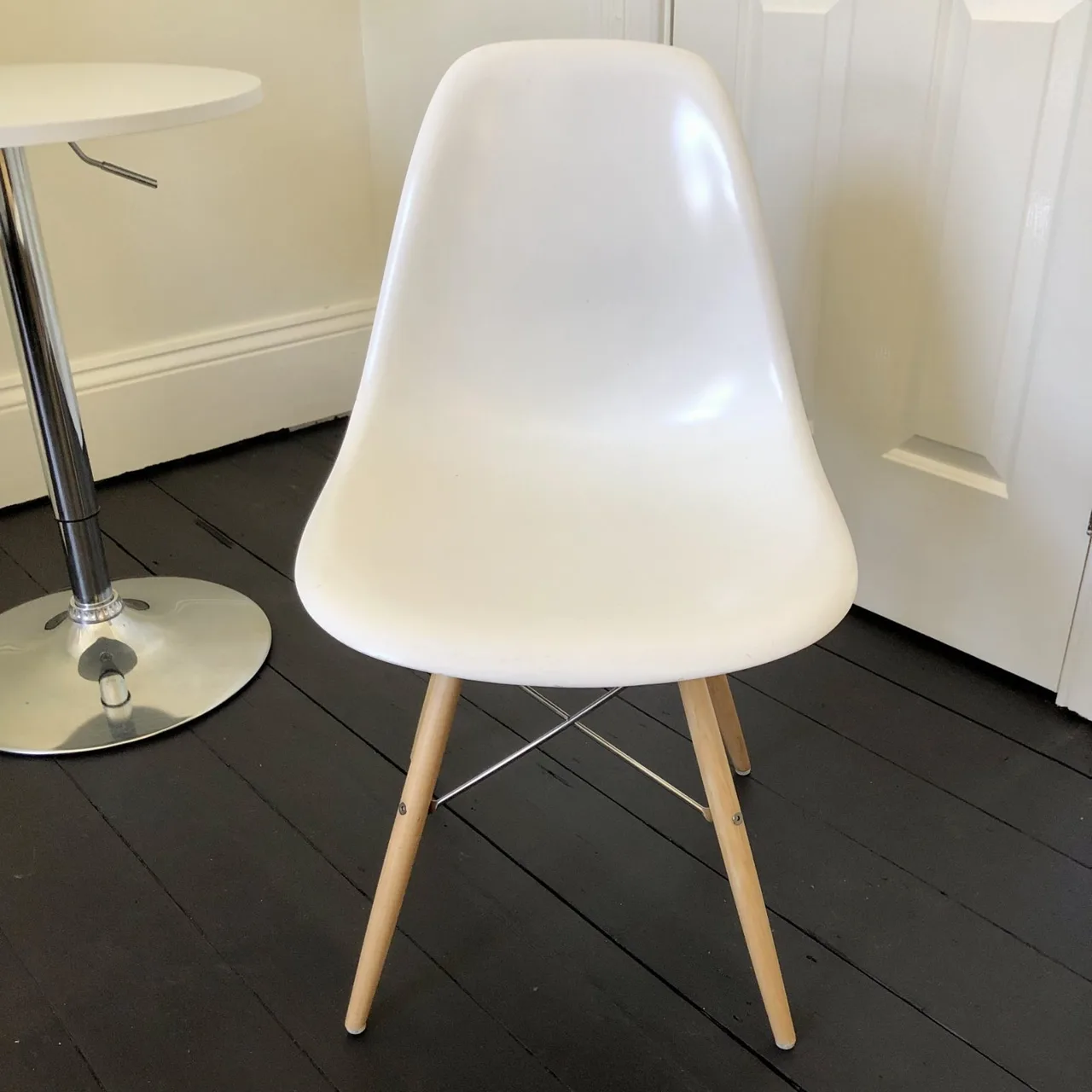 One White James Wood Chair Chrome Edition — photo 7