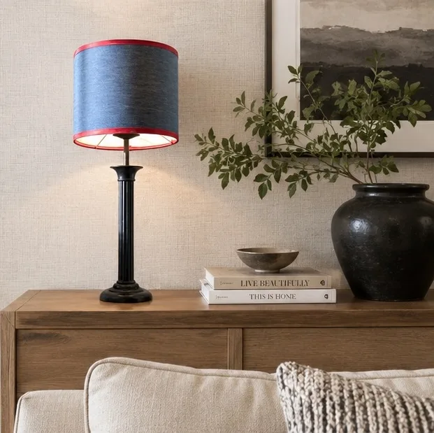 Contemporary French Napoleon III-style Black Reeded Colum Table Lamp — photo 3