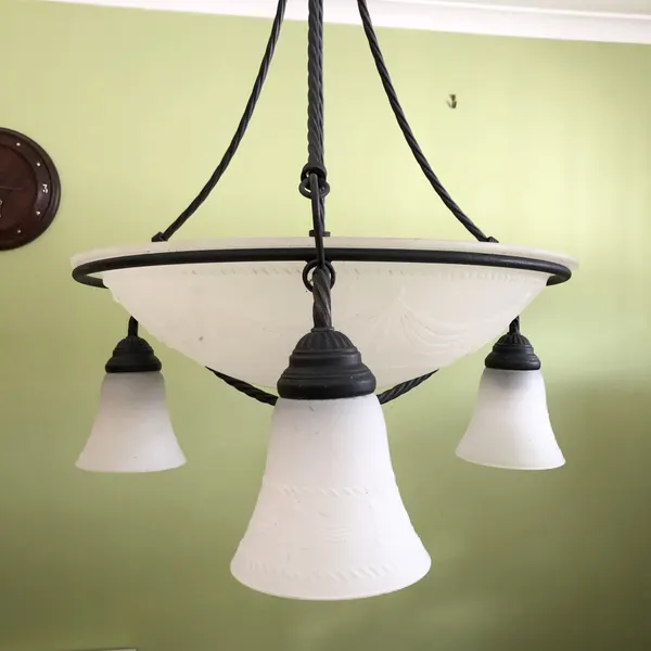 Vintage Milky Glass Ceiling Light Pendant 97cm x 60cm
