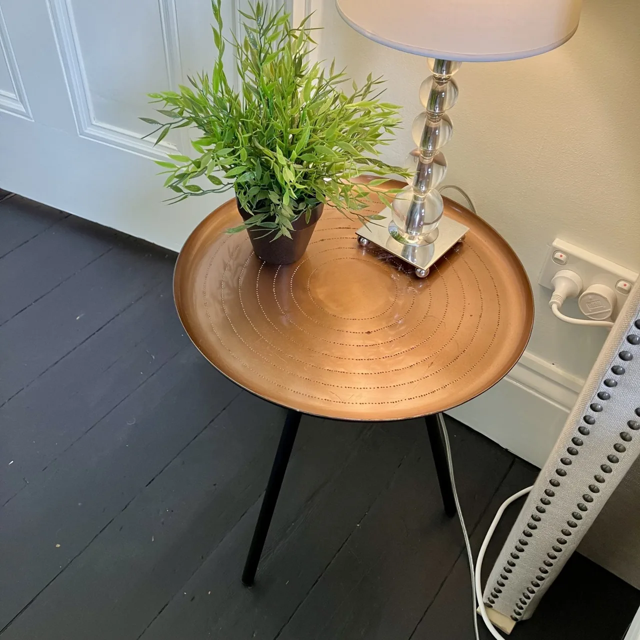 Copper & Black Jodhpur Tripod Bedside / Side Table — photo 2