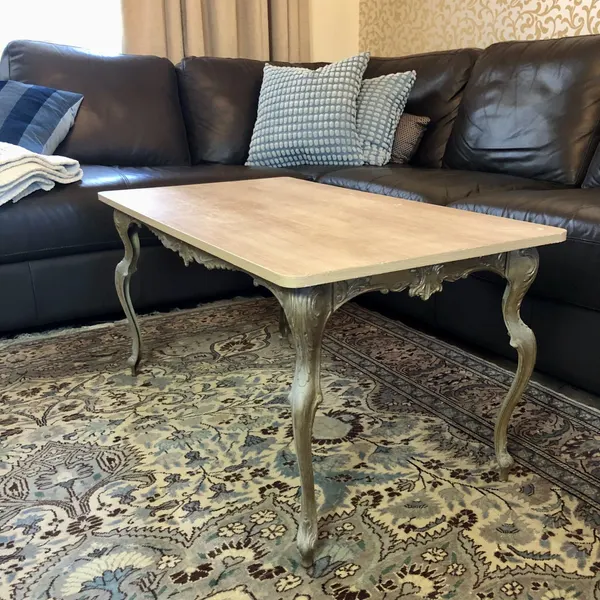 French Louis XV-style Brass & Oak Look Coffee Table