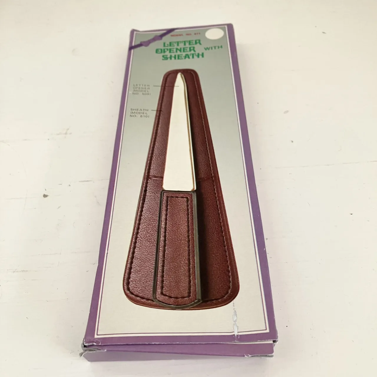 Vintage Telecom Australia Leather Sheathed Brass Letter Opener – Unused — photo 3