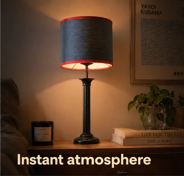 Contemporary French Napoleon III-style Black Reeded Colum Table Lamp — photo 2