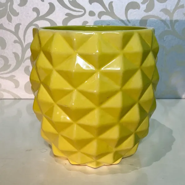 Golden Ceramic Diamond Pineapple-shaped Planter Pot