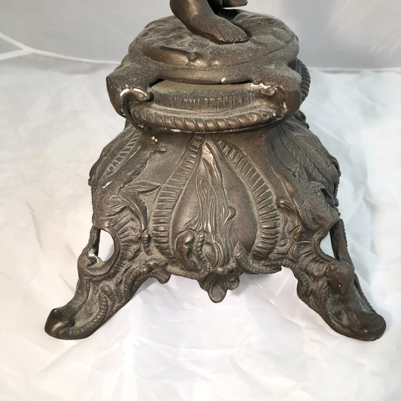 Antique French Bronze Winged Angel Statue with Dove – Art Nouveau — photo 6