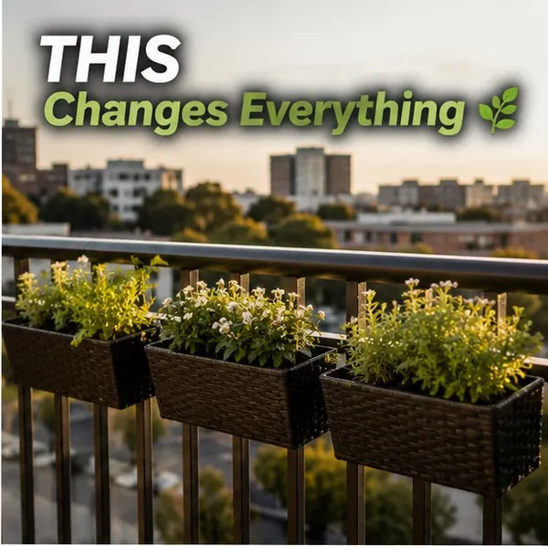 Set of 3 Rattan-Style Window Box Planters – Dark Brown PVC Balcony