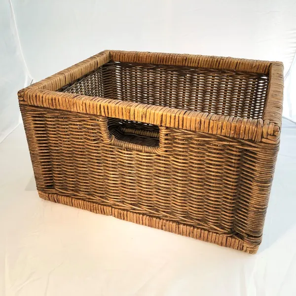 One Heavy Duty Rattan Utility Storage Basket with Handle