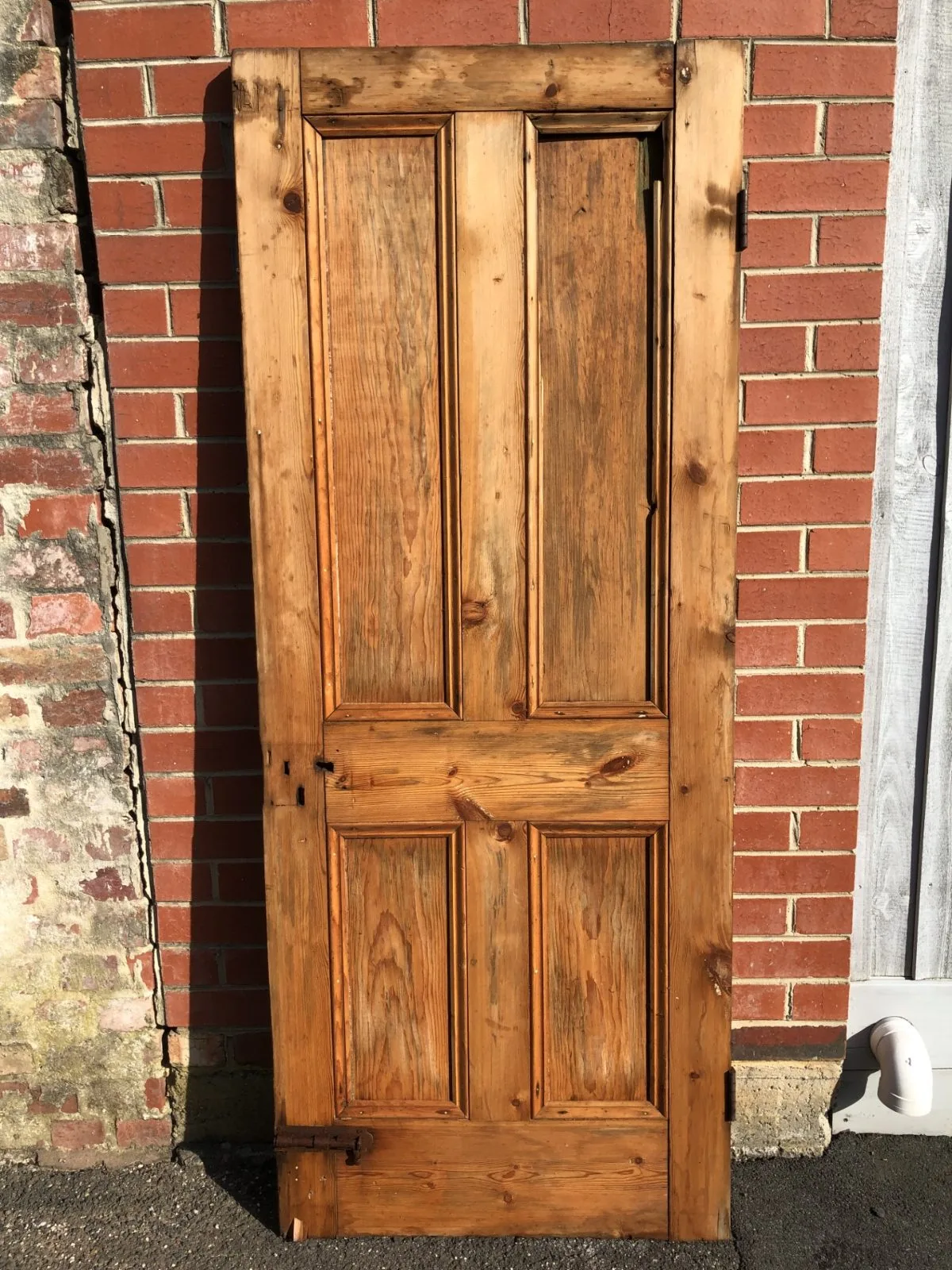 Original 1872 Solid Baltic Pine Door, Hinges and Deadbolt — photo 2