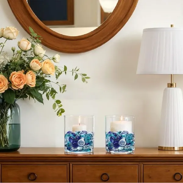 800g Blue Glass Decorative Vase Filler Beads – Coastal / Hamptons Home