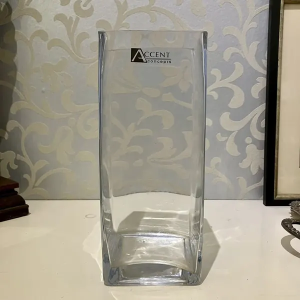 25cm Tall Glass Pillar Accent Flower Vase 10cm wide