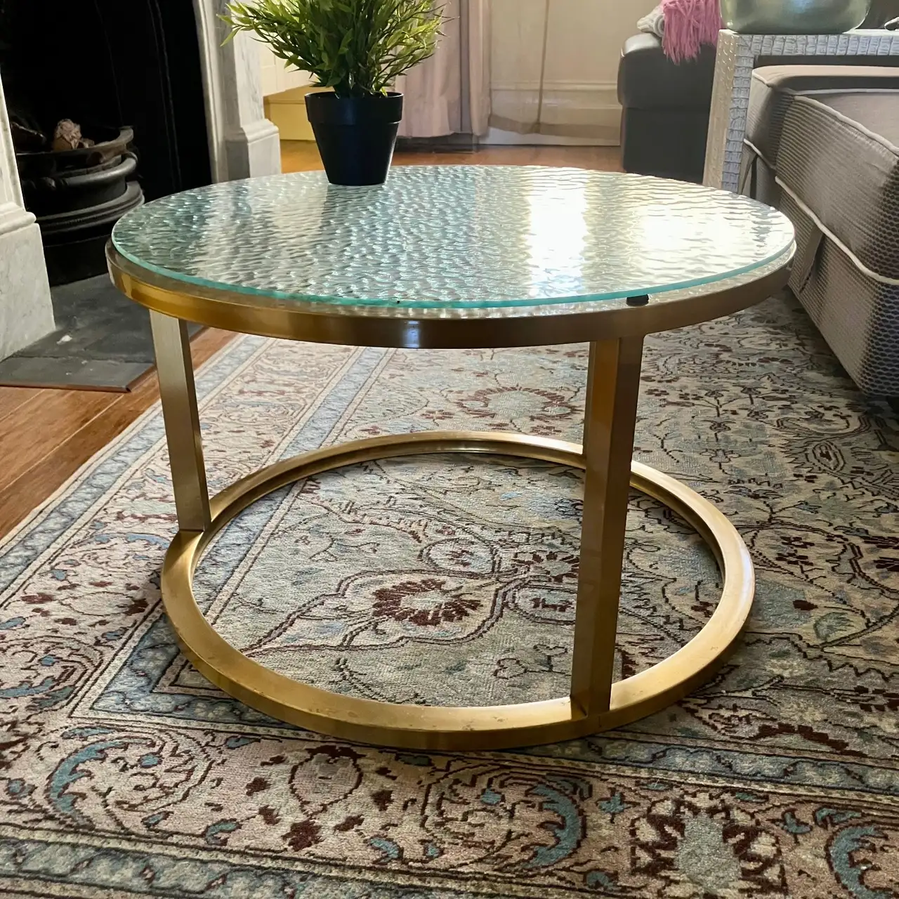 60cm Gold Glass Coffee Table | Chloe Rippled Glass – photo 7