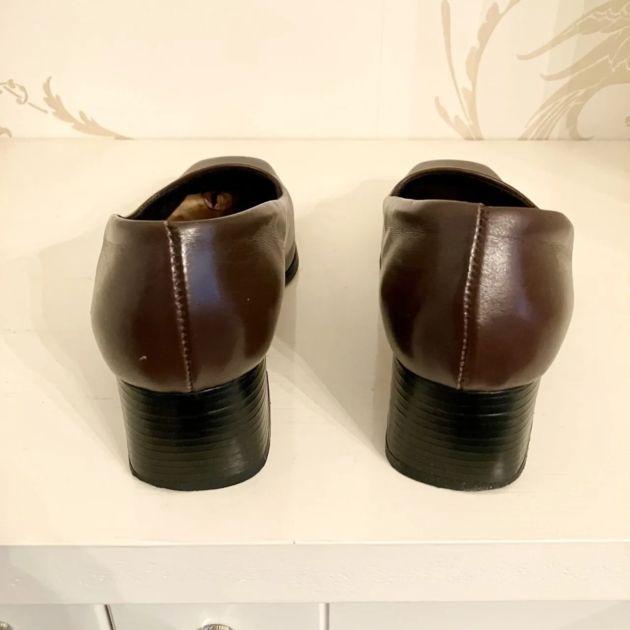 Easy Steps Brown Leather Square-toe Block Heel Pump Ladies Shoes — photo 7