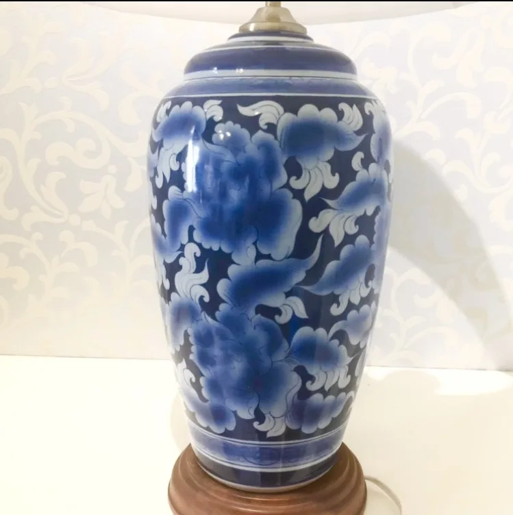 Blue & White Floral Ceramic Table Lamp – Statement Piece — photo 6