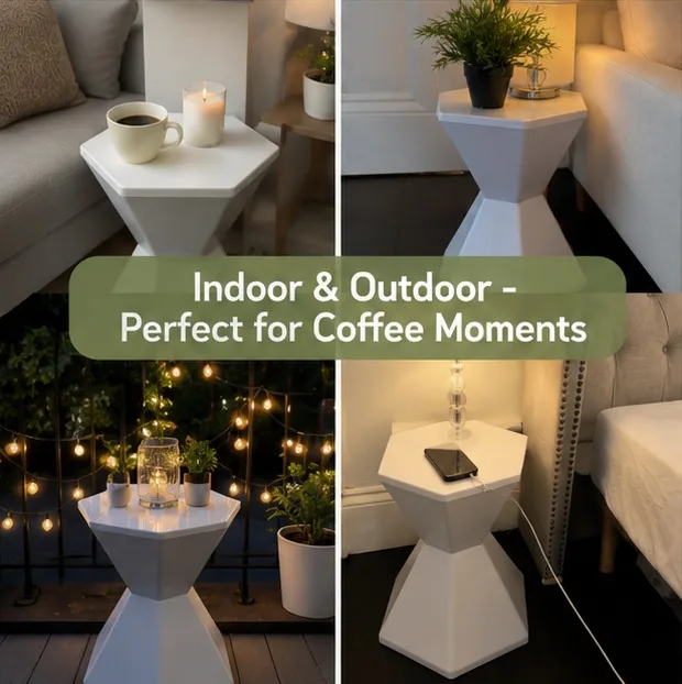 Designer Hexagon Side Table – Modern Indoor/Outdoor Accent Table — photo 2