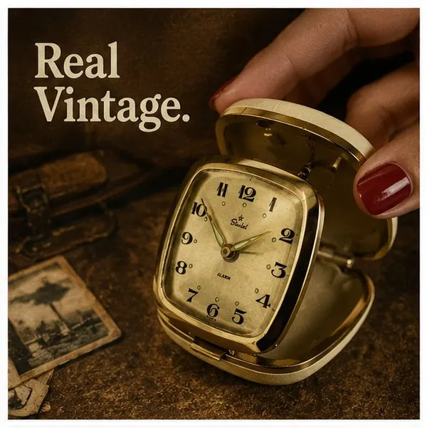 Vintage Manual Windup Folding Travel Alarm Clock Glow In The Dark