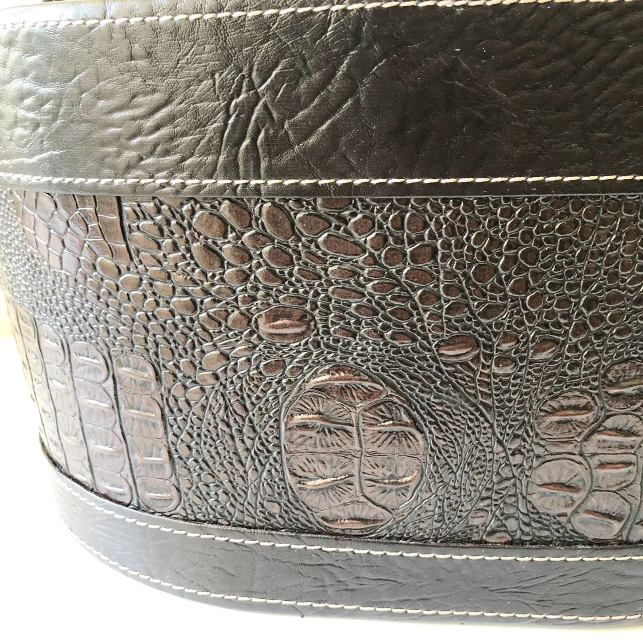 Brown Printed Mock-Croc-Leather-look storage container — photo 2