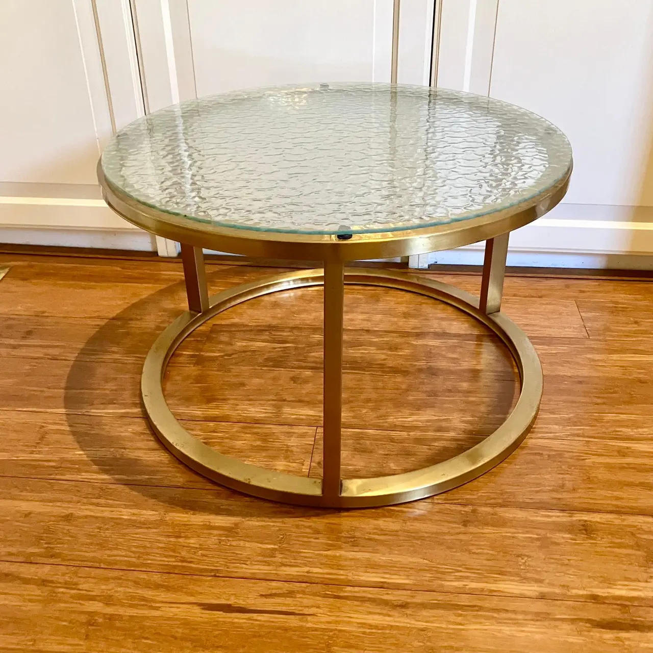 60cm Gold Glass Coffee Table | Chloe Rippled Glass – photo 3