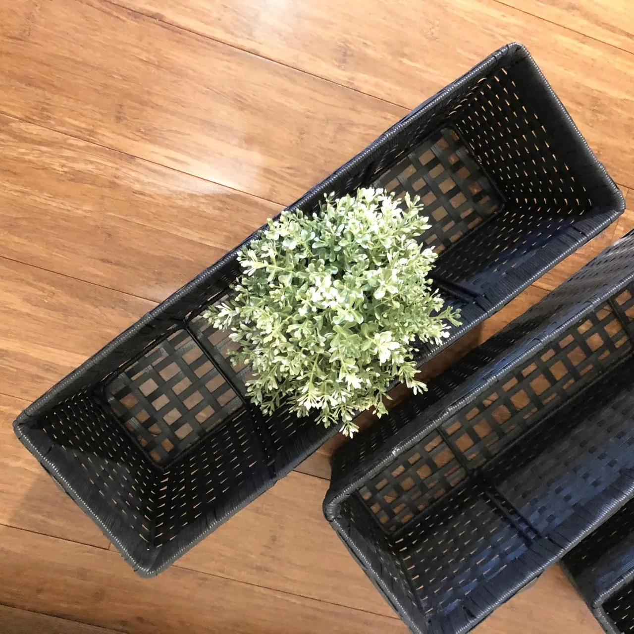 Set of 3 Rattan-Style Window Box Planters – Dark Brown PVC Balcony — photo 4