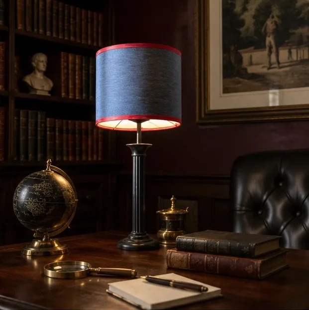 Contemporary French Napoleon III-style Black Reeded Colum Table Lamp — photo 4