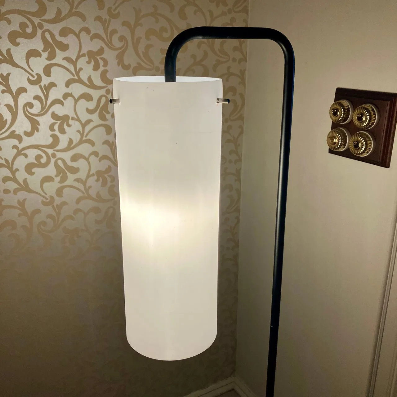 Working Black & White Art Deco or Industrial-style Floor Lamp solid Marble Base — photo 2