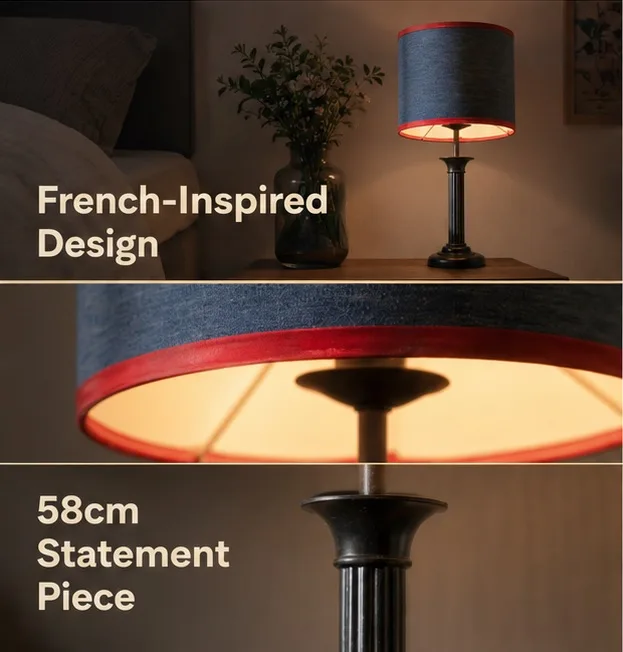 Contemporary French Napoleon III-style Black Reeded Colum Table Lamp — photo 5
