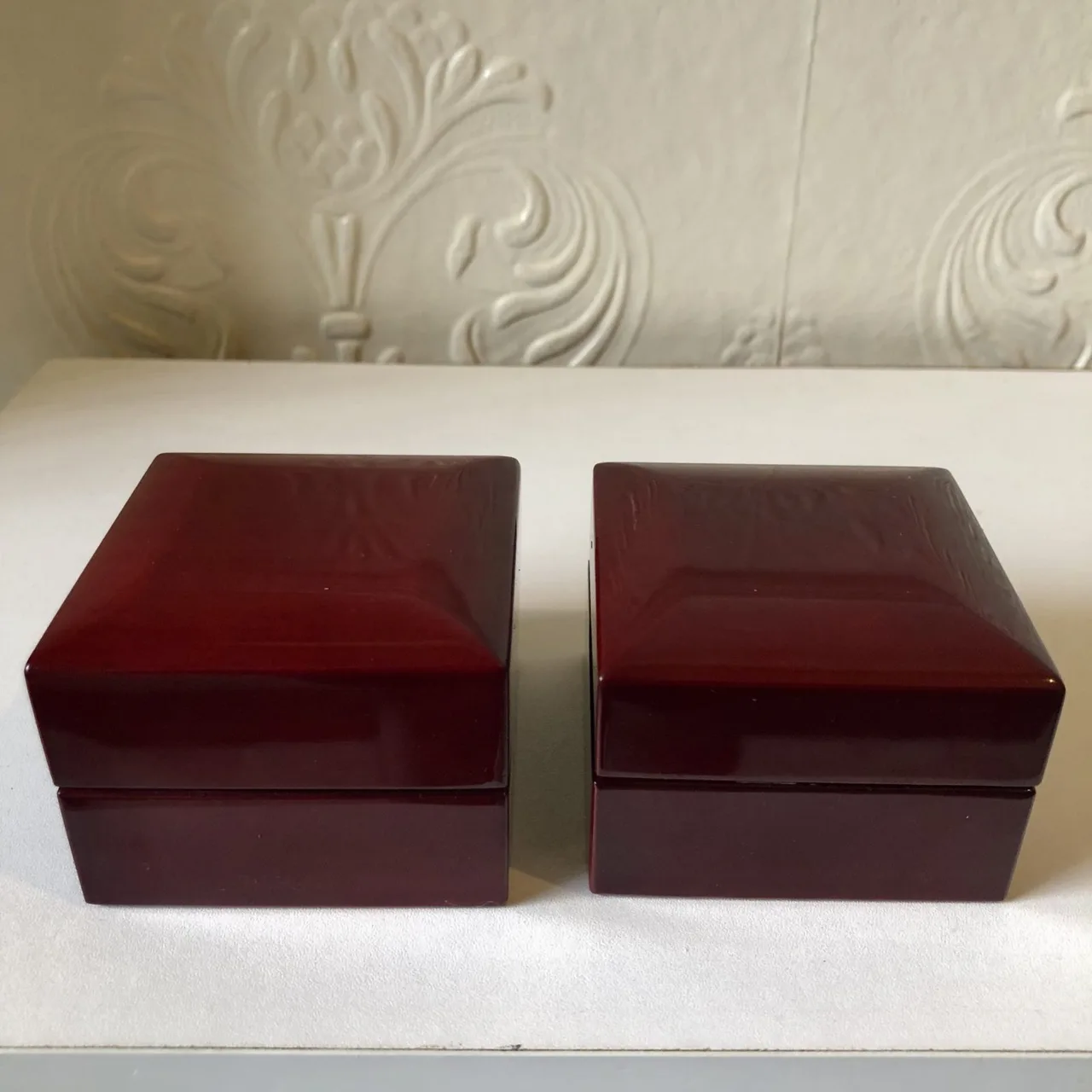 PAIR of Stylish Rosewood Ring Boxes – Elegant, Functional Keepsake Box — photo 2