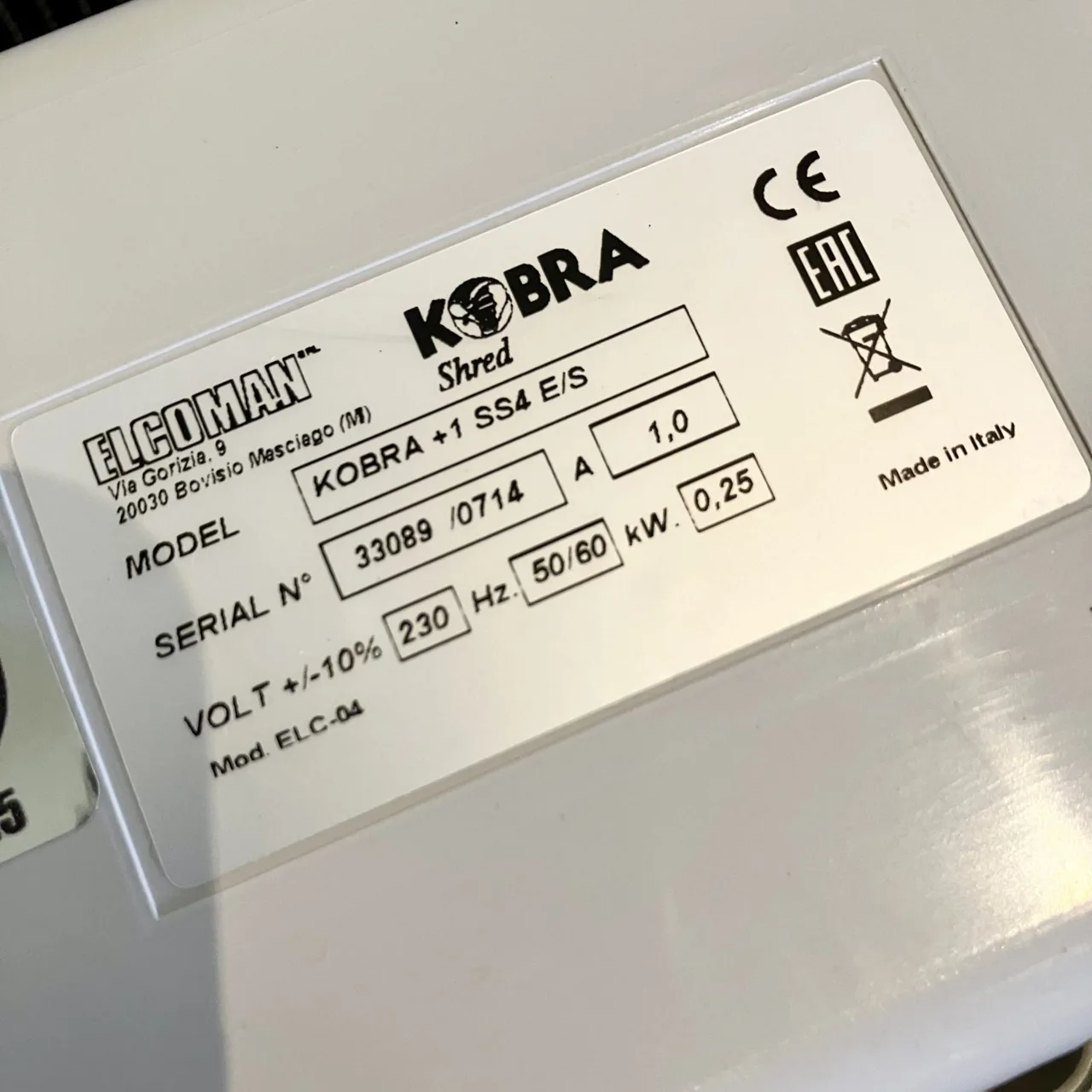 Made in Italy – KOBRA +1 SS4 Professional Paper Shredder — photo 2